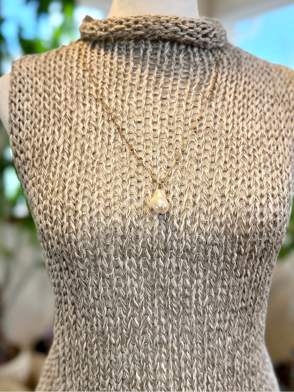 Eileen Fisher 100% Linen Gray Chunky Knit Sleeveless Cowl Sweater Top S - Picture 3 of 9